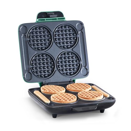 Dash Multi Mini Waffle Maker- Quad Waffle Maker for Family Breakfasts - Dual Nonstick Heating Plates & Easy-Release Surface - Compact & Fast-Heating - Aqua - My Kitchen Products