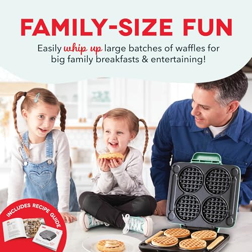 Dash Multi Mini Waffle Maker- Quad Waffle Maker for Family Breakfasts - Dual Nonstick Heating Plates & Easy-Release Surface - Compact & Fast-Heating - Aqua - My Kitchen Products