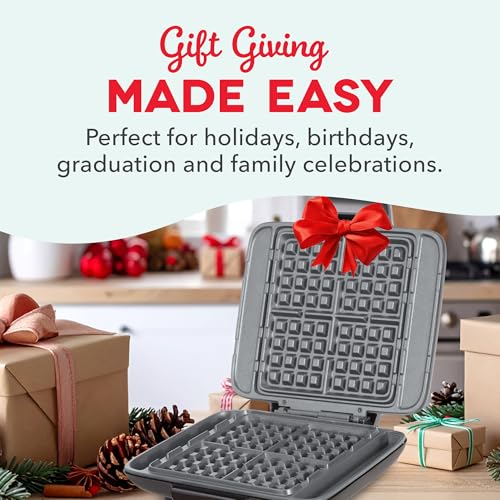 Dash No-Drip Waffle Maker - Makes Four Waffles at Once for Hassle-Free Breakfasts - Dual Nonstick Heating Plates & Quick Heat-Up System - Easy-Release Surface - Silver - My Kitchen Products