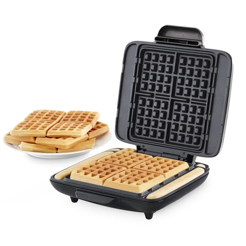 Dash No-Drip Waffle Maker - Makes Four Waffles at Once for Hassle-Free Breakfasts - Dual Nonstick Heating Plates & Quick Heat-Up System - Easy-Release Surface - Silver - My Kitchen Products