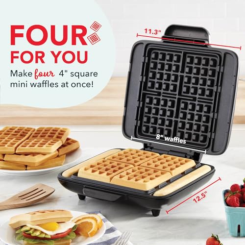 Dash No-Drip Waffle Maker - Makes Four Waffles at Once for Hassle-Free Breakfasts - Dual Nonstick Heating Plates & Quick Heat-Up System - Easy-Release Surface - Silver - My Kitchen Products