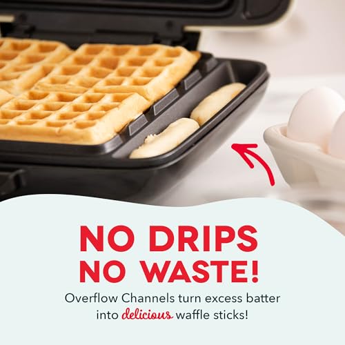 Dash No-Drip Waffle Maker - Makes Four Waffles at Once for Hassle-Free Breakfasts - Dual Nonstick Heating Plates & Quick Heat-Up System - Easy-Release Surface - Silver - My Kitchen Products