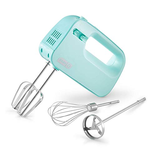 Dash SmartStore Hand Mixer - Electric Handheld Mixer For Everyday Baking - 3-Speed Power and One-Touch Beater Ejector Button - Aqua, Includes Whisk and Milkshake Attachments - My Kitchen Products