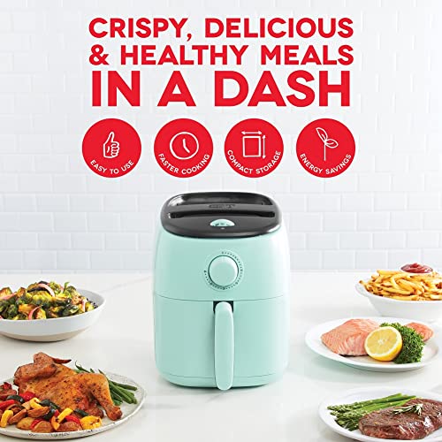 Dash Tasti-Crisp™ Air Fryer - AirCrisp® Technology - Compact Design with Adjustable Temperature Control - Nonstick Fry Basket & Auto Shut-Off Feature - 2.6 Quarts - Aqua - My Kitchen Products
