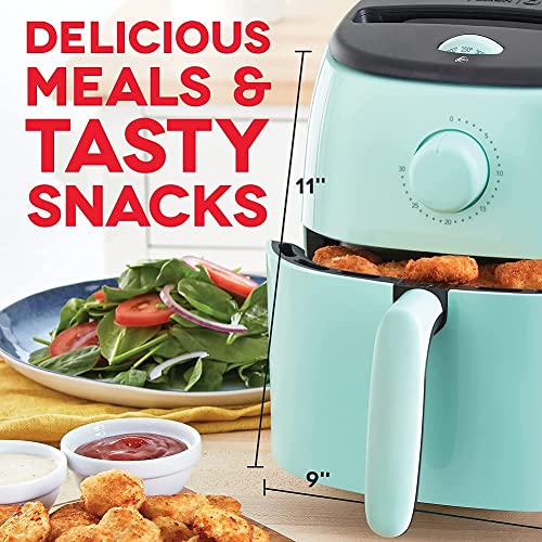 Dash Tasti-Crisp™ Air Fryer - AirCrisp® Technology - Compact Design with Adjustable Temperature Control - Nonstick Fry Basket & Auto Shut-Off Feature - 2.6 Quarts - Aqua - My Kitchen Products