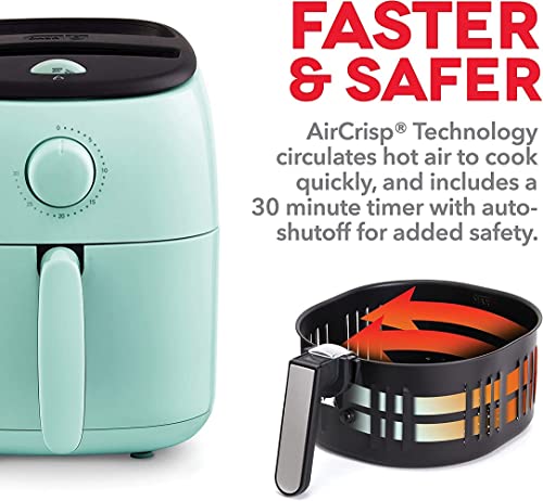 Dash Tasti-Crisp™ Air Fryer - AirCrisp® Technology - Compact Design with Adjustable Temperature Control - Nonstick Fry Basket & Auto Shut-Off Feature - 2.6 Quarts - Aqua - My Kitchen Products