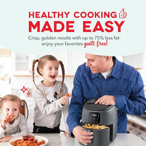Dash Tasti-Crisp™ Digital Air Fryer – 2.6 Quart Small Compact Mini Air Fryer for French Fries, Nuggets & More, 1-2 People, Auto Shut Off, Adjustable Temp, Dishwasher Safe Parts - Grey - My Kitchen Products