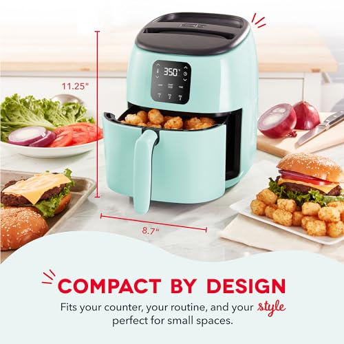 Dash Tasti-Crisp™ Digital Air Fryer – 2.6 Quart Small Compact Mini Air Fryer for French Fries, Nuggets & More, 1-2 People, Auto Shut Off, Adjustable Temp, Dishwasher Safe Parts - Aqua - My Kitchen Products