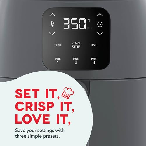 Dash Tasti-Crisp™ Digital Air Fryer – 2.6 Quart Small Compact Mini Air Fryer for French Fries, Nuggets & More, 1-2 People, Auto Shut Off, Adjustable Temp, Dishwasher Safe Parts - Grey - My Kitchen Products