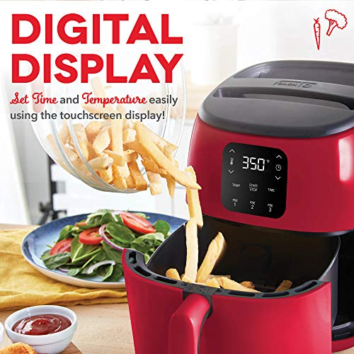 Dash Tasti-Crisp™ Digital Air Fryer – 2.6 Quart Small Compact Mini Air Fryer for French Fries, Nuggets & More, 1-2 People, Auto Shut Off, Adjustable Temp, Dishwasher Safe Parts - Red - My Kitchen Products