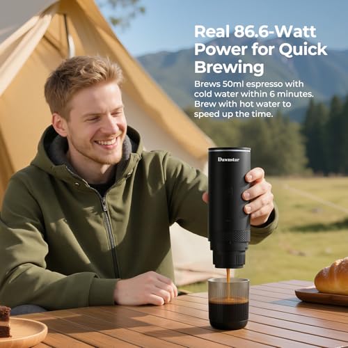 Dawnstar Portable Electric Espresso Machine for Travel, 86.6 Watt 2-In-1 Travel Coffee Maker for Max 10g Coffee Powder or NS Capsules, 1.5 Pounds & 7800mAh Battery Capacity, Includes Quick Charger - My Kitchen Products
