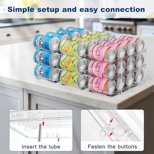 Dayacoco Can Organizer For Pantry,3 Sets 3 Tiers Pantry Organizers And Storage, Pantry Organizer for Fridge 36 Standard and Tall Cans Rack Automatic Rolling Stackable Canned Food Organizer, Clear - My Kitchen Products