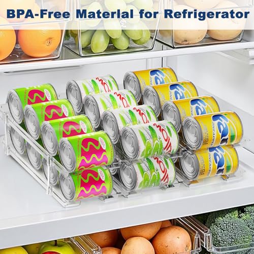 Dayacoco Can Organizer For Pantry,3 Sets 3 Tiers Pantry Organizers And Storage, Pantry Organizer for Fridge 36 Standard and Tall Cans Rack Automatic Rolling Stackable Canned Food Organizer, Clear - My Kitchen Products