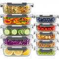 Dealusy 10 Sets (20-Piece) 4.5 Cup & 1.5 Cup Glass Food Storage Containers with lids, Airtight Leak-proof Glass Meal Prep Containers with Lids, Microwave Oven Freezer Dishwasher Safe, Gray - My Kitchen Products