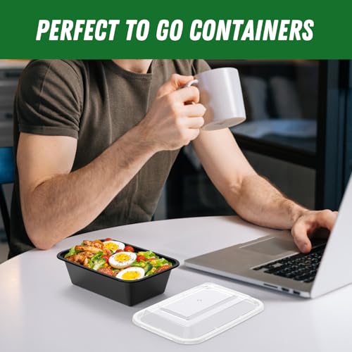 Dealusy 50 Pack (100-Piece) 24 oz Meal Prep Containers Reusable with Lids, Sturdy Leakproof & Food Safe, Microwave, Freezer, Dishwasher Safe Prep Containers, To Go Take Out Plastic Food Storage - My Kitchen Products