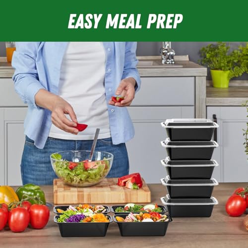 Dealusy 50 Pack (100-Piece) 24 oz Meal Prep Containers Reusable with Lids, Sturdy Leakproof & Food Safe, Microwave, Freezer, Dishwasher Safe Prep Containers, To Go Take Out Plastic Food Storage - My Kitchen Products