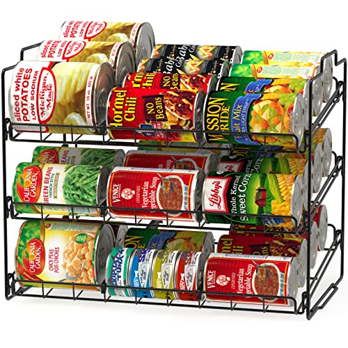 Deco Brothers Stackable Can Rack Organizer for Kitchen and Pantry, 3 Tier, Black