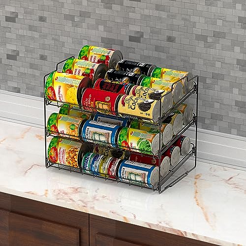 Deco Brothers Stackable Can Rack Organizer for Kitchen and Pantry, 3 Tier, Black - My Kitchen Products
