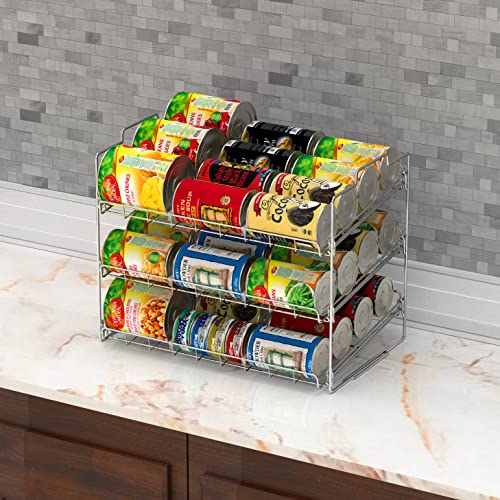 Deco Brothers Stackable Can Rack Organizer for Kitchen and Pantry, Holds Upto 36 Cans, Chrome Finish - My Kitchen Products