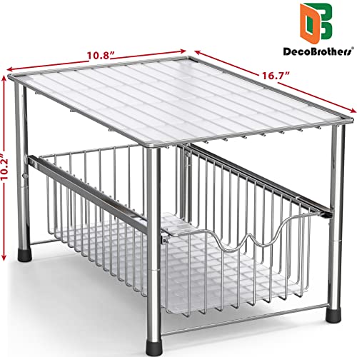 DecoBrothers Stackable Under Sink Organizer with Sliding Basket, Chrome - My Kitchen Products
