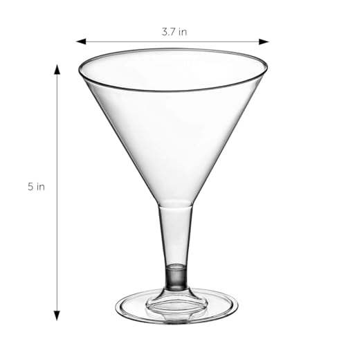DecorRack 24 Martini Cocktail Glasses, 7 Oz BPA-Free Plastic Party Cups, Perfect for Outdoor Parties, Weddings, Picnics, Stackable Stemmed, Reusable, Disposable Glasses (Pack of 24) - My Kitchen Products