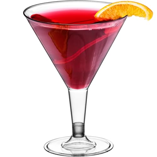 DecorRack 24 Martini Cocktail Glasses, 7 Oz BPA-Free Plastic Party Cups, Perfect for Outdoor Parties, Weddings, Picnics, Stackable Stemmed, Reusable, Disposable Glasses (Pack of 24) - My Kitchen Products