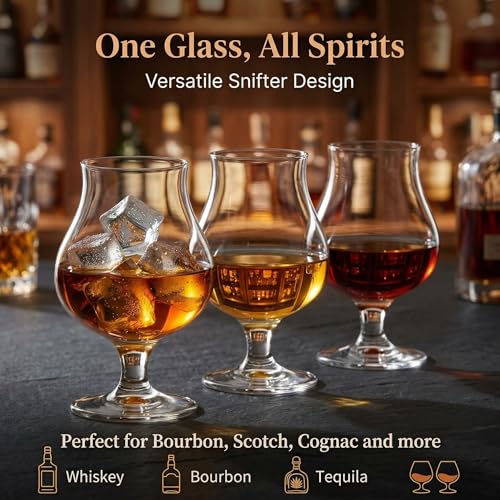 DeeCoo 2 Pack Crystal Whiskey, Bourbon, Scotch Glasses, Wine Tasting Glasses 7 oz, Shot Glasses Set, Old Fashioned Brandy Snifter Glass for Liquor Tequila Gin Cognac Vodka Cocktai, Gift for Men Father - My Kitchen Products