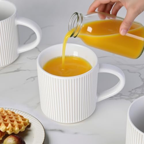 DeeCoo Matte White Coffee Mugs Set of 4, 12 Ounce Mug with Handles, Ceramic Stoneware Catering Coffee Cups, Porcelain Mugs Sets for Coffee, Tea, Hot Cocoa, Milk, Microwave and Dishwasher Safe - My Kitchen Products