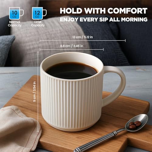 DeeCoo Matte White Coffee Mugs Set of 4, 12 Ounce Mug with Handles, Ceramic Stoneware Catering Coffee Cups, Porcelain Mugs Sets for Coffee, Tea, Hot Cocoa, Milk, Microwave and Dishwasher Safe - My Kitchen Products