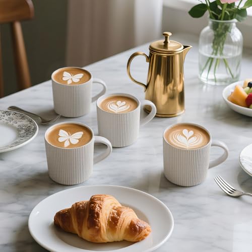 DeeCoo Matte White Coffee Mugs Set of 4, 12 Ounce Mug with Handles, Ceramic Stoneware Catering Coffee Cups, Porcelain Mugs Sets for Coffee, Tea, Hot Cocoa, Milk, Microwave and Dishwasher Safe - My Kitchen Products