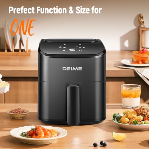 DEIME Air Fryer, Small Digital 3 Qt Airfryer Space Saving Compact, Bake, Reheat, Roasts for Quick Easy Meals, Mini Compact & Quiet, Nonstick & Dishwasher Safe Basket (Black) - My Kitchen Products