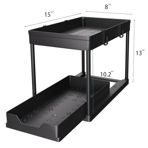 DEKAVA Under Sink Organizer 2 Pack, Bathroom Cabinet Organizer, 2 Tier Sliding Cabinet Basket Organizer Drawer, Multi-Purpose Bath Collection Baskets for Bathroom (Black) - My Kitchen Products