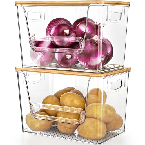 Delamu 2 Set Pantry Organizers and Storage, Trash Bag Holder Under Sink Organizer for 4-13 Gal