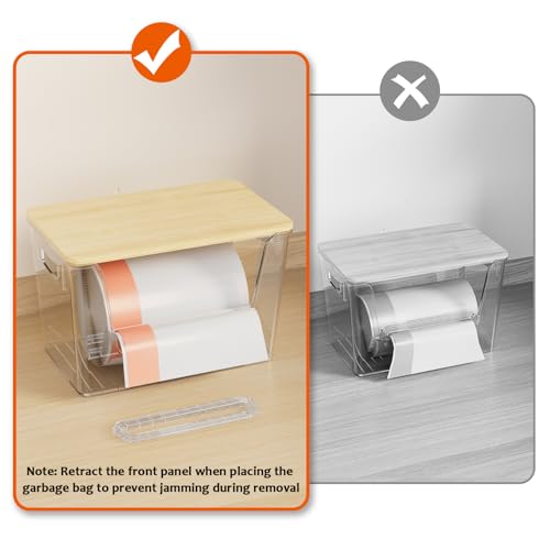 Delamu 2 Set Pantry Organizers and Storage, Trash Bag Holder Under Sink Organizer for 4-13 Gal Bags, Trash Bag Dispenser with Bamboo Top for Onion, Potato, Garlic, Clear (11-7/32"L*7" W*7-1/8"H) - My Kitchen Products
