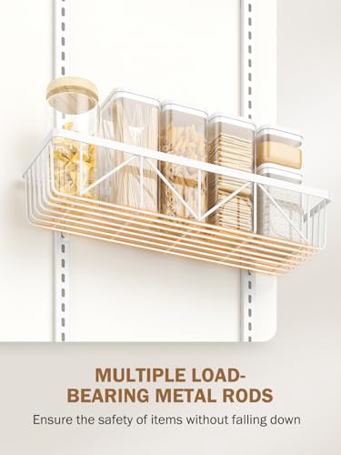 Delamu Narrow 9-Tier Over the Door Pantry Organizer, Adjustable Pantry Storage, Metal Hanging Spice Rack, Cabinet Door Organizer for Kitchen, Bathroom, Laundry Room, 12.5" White - My Kitchen Products