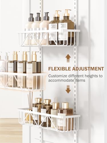 Delamu Narrow 9-Tier Over the Door Pantry Organizer, Adjustable Pantry Storage, Metal Hanging Spice Rack, Cabinet Door Organizer for Kitchen, Bathroom, Laundry Room, 12.5" White - My Kitchen Products