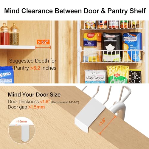 Delamu Over the Door Pantry Organizer, 6-Tier Pantry Organizers and Storage, Metal Cabinet Door Organizer, Hanging Spice Rack Shelves for Home & Kitchen, D5 x W18 x H50 inch, White - My Kitchen Products