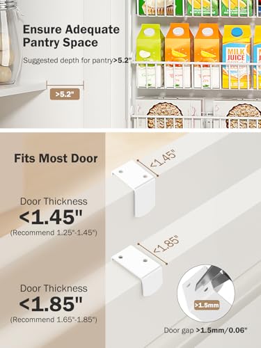 Delamu Over The Door Pantry Organizer, 8-Tier Pantry Door Organizers and Storage with Adjustable Basket, Metal Hanging Spice Rack, Seasoning Organizer, Door Organizer for Home Kitchen Bathroom, White - My Kitchen Products