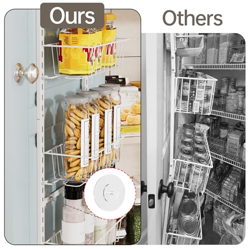 Delamu Pantry Door Organizer, Adjustable Metal Over the Door Pantry Organizer Rack, 6-Tier Over the Door Spice Rack, Kitchen Pantry Door Organizers and Storage, D5 W12 H52.1 inch, White, Small - My Kitchen Products