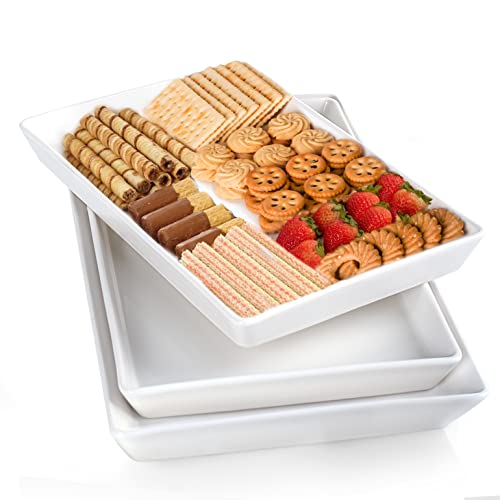 Delling Large Serving Platter, 16/14/12 Inch Rectangular Serving Trays for Serving Food, Serving Tray for Party, Set of