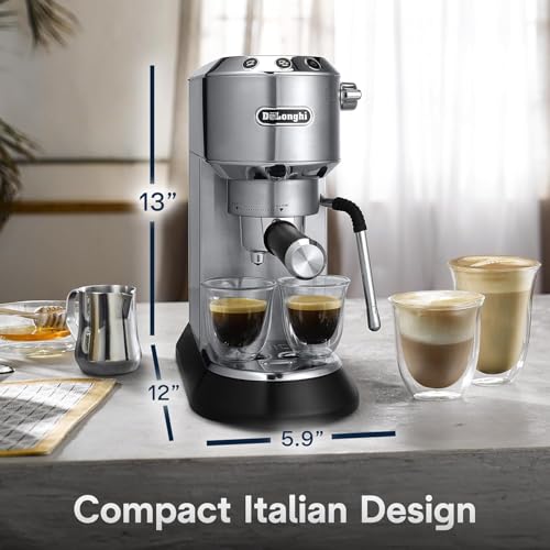 De’Longhi Dedica Arte Espresso Machine with My LatteArt Steam Wand (Milk Frother), 15-Bar Pump & 3-Level Temp Control - Compact Espresso Maker for Latte & Cappuccino - Italian Stainless Steel Design - My Kitchen Products