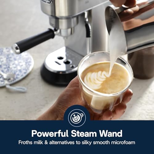 De’Longhi Dedica Arte Espresso Machine with My LatteArt Steam Wand (Milk Frother), 15-Bar Pump & 3-Level Temp Control - Compact Espresso Maker for Latte & Cappuccino - Italian Stainless Steel Design - My Kitchen Products