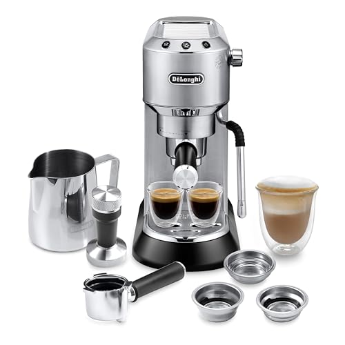 De’Longhi Dedica Arte Espresso Machine with My LatteArt Steam Wand (Milk Frother), 15-Bar Pump & 3-Level Temp Control - Compact Espresso Maker for Latte & Cappuccino - Italian Stainless Steel Design - My Kitchen Products