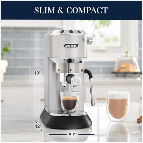 De’Longhi Dedica Arte Espresso Machine with My LatteArt Steam Wand (Milk Frother), 15-Bar Pump & 3-Level Temp Control - Compact Espresso Maker for Latte & Cappuccino - Italian Stainless Steel Design - My Kitchen Products