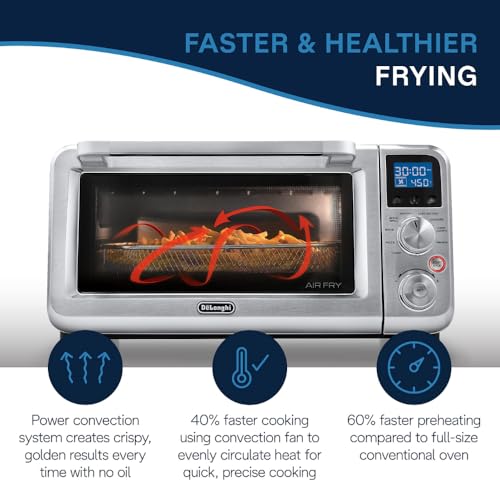 De'Longhi Digital Air Fry Convection Toaster Oven 14L Stainless Steel, Air Fry Oven, 9-in-1, Grills, Broils, Bakes, Roasts, Reheats, Keep Warm, Non-Stick, Scratch-Resistant Interior, 1800-Watts - My Kitchen Products