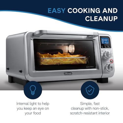 De'Longhi Digital Air Fry Convection Toaster Oven 14L Stainless Steel, Air Fry Oven, 9-in-1, Grills, Broils, Bakes, Roasts, Reheats, Keep Warm, Non-Stick, Scratch-Resistant Interior, 1800-Watts - My Kitchen Products