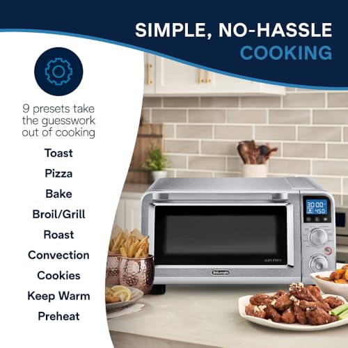 De'Longhi Digital Air Fry Convection Toaster Oven 14L Stainless Steel, Air Fry Oven, 9-in-1, Grills, Broils, Bakes, Roasts, Reheats, Keep Warm, Non-Stick, Scratch-Resistant Interior, 1800-Watts - My Kitchen Products