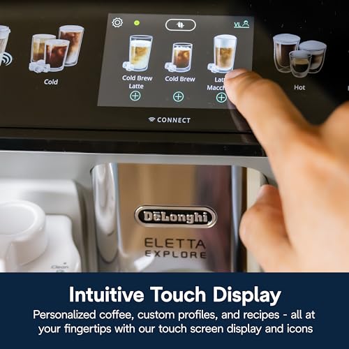 De'Longhi Eletta Explore Espresso Machine with Cold Brew, Hot & Cold Milk Frother - 50+ Recipes, Built in Grinder, Smartphone Compatible with Bean Adapt Technology for Ideal Extraction, 3.8 Pounds - My Kitchen Products