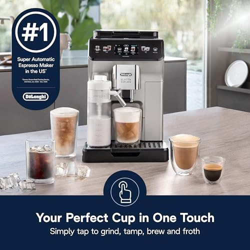 De'Longhi Eletta Explore Espresso Machine with Cold Brew, Hot & Cold Milk Frother - 50+ Recipes, Built in Grinder, Smartphone Compatible with Bean Adapt Technology for Ideal Extraction, 3.8 Pounds - My Kitchen Products