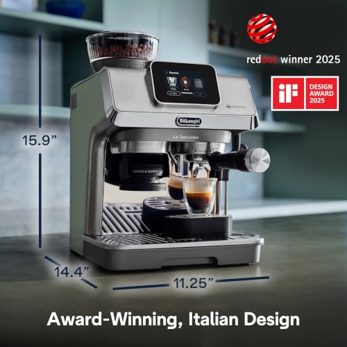 De'Longhi La Specialista Touch Espresso Machine with Grinder & Milk Frother – Cold Brew & Iced Coffee Maker, Burr Grinder, 10 Drink Presets, Compact Bean to Cup, Award-Winning Italian Design - My Kitchen Products